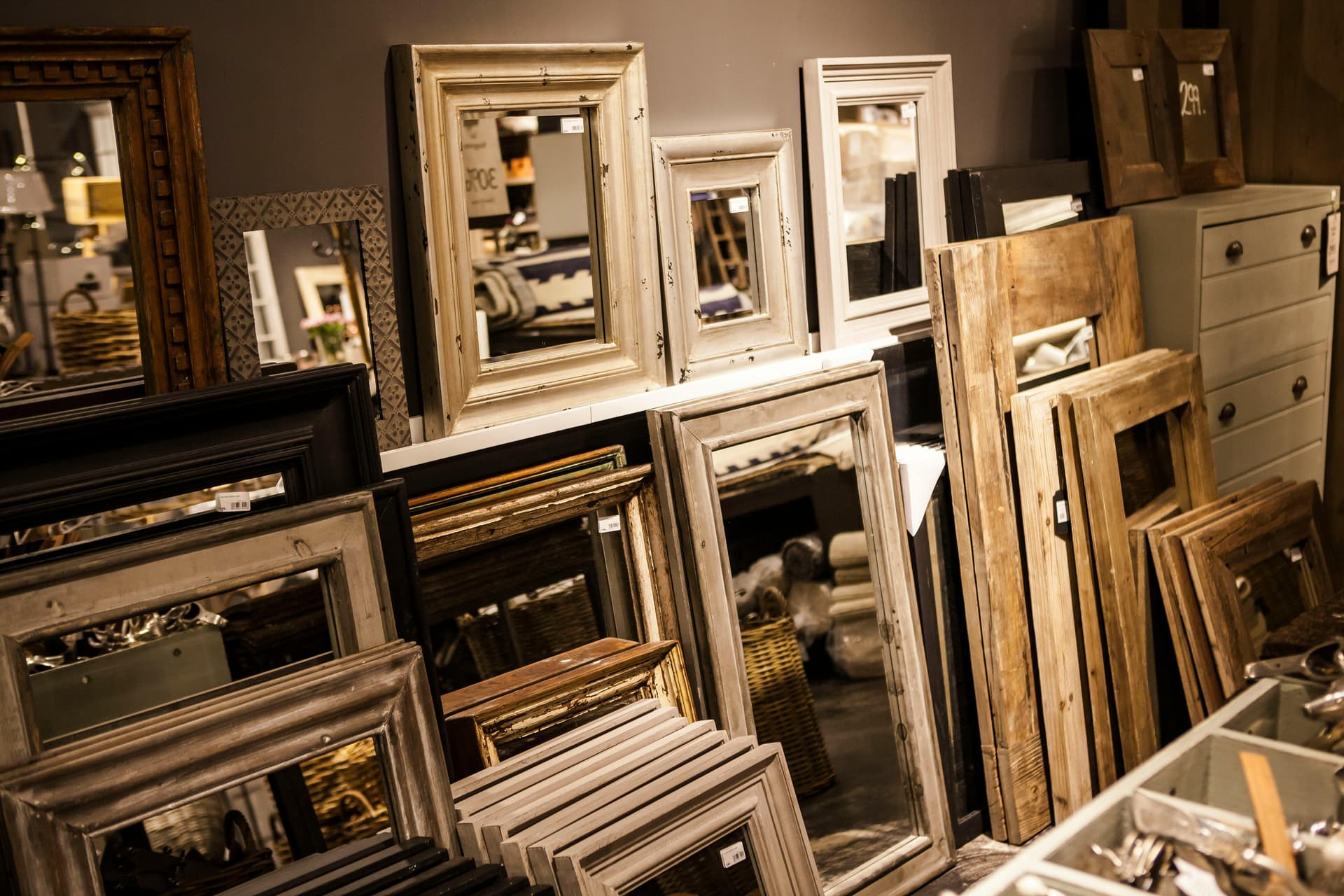 Collection of framed mirrors
