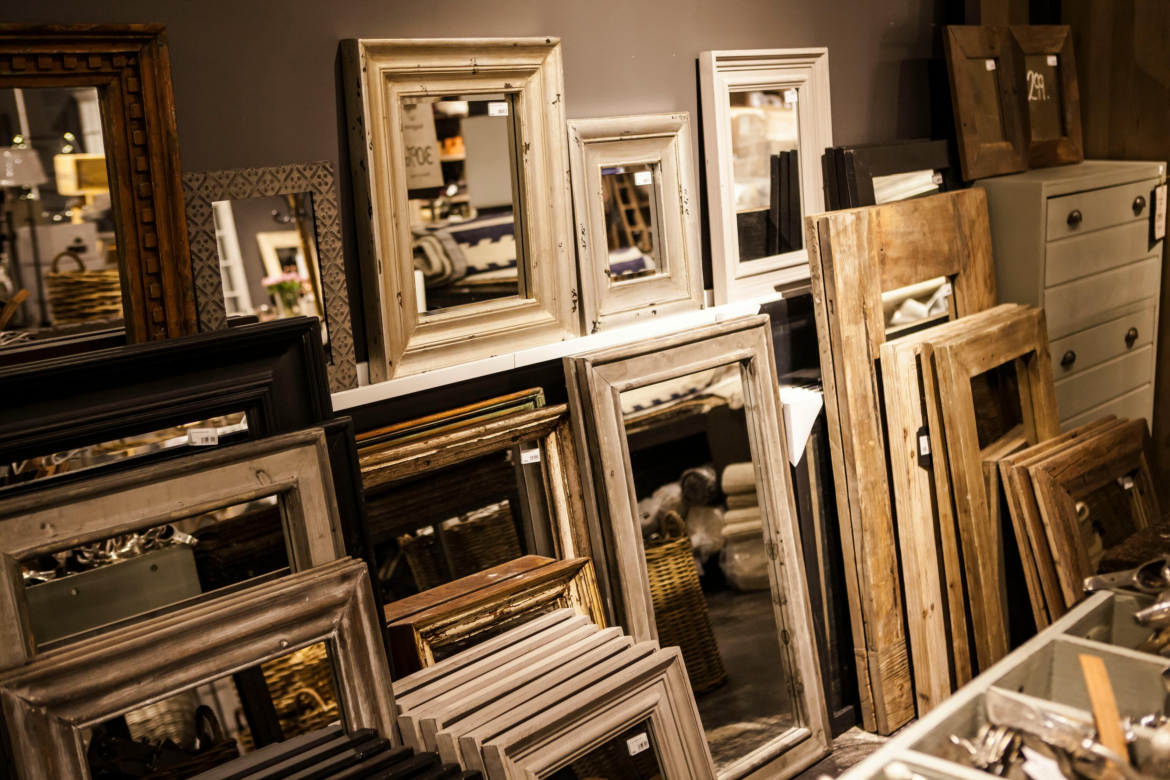 Collection of framed mirrors