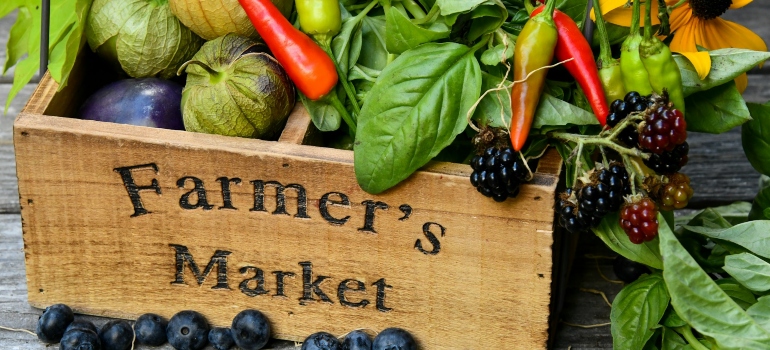 fresh produce on a farmers market