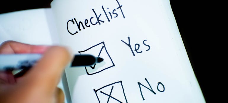 Checklist written in the notebook