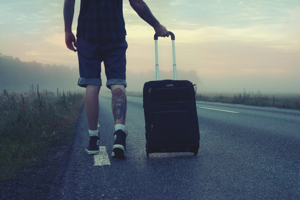 a man going on a trip