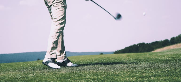 A person playing golf